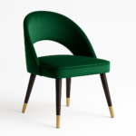 كرسي كافيه مودرن أخضر بمقعد مبطن وأرجل خشب