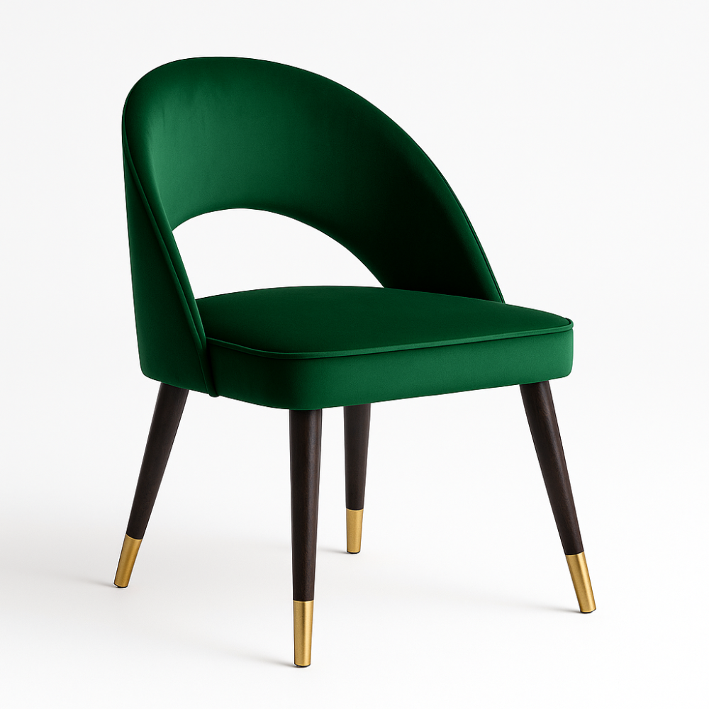 كرسي كافيه مودرن أخضر كرسي كافيه مودرن أخضر بمقعد مبطن وأرجل خشب - الصورة 1