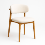 كرسي كافيه أبيض مودرن بمقعد مبطن وقاعدة خشب