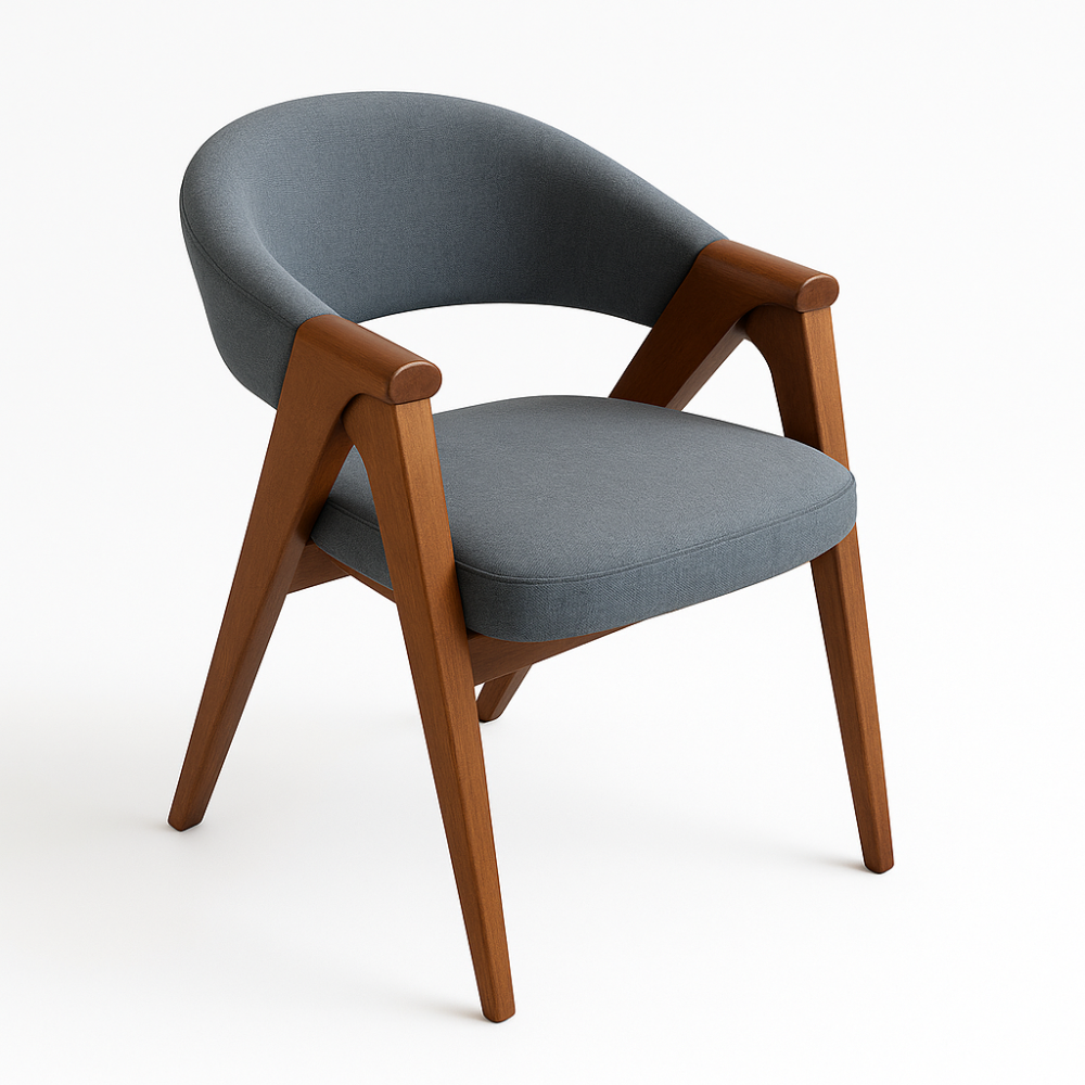 كرسي كافيه رمادي مودرن كرسي كافيه رمادي مودرن خشب بمقعد مبطن للمطاعم والمقاهي - الصورة 1